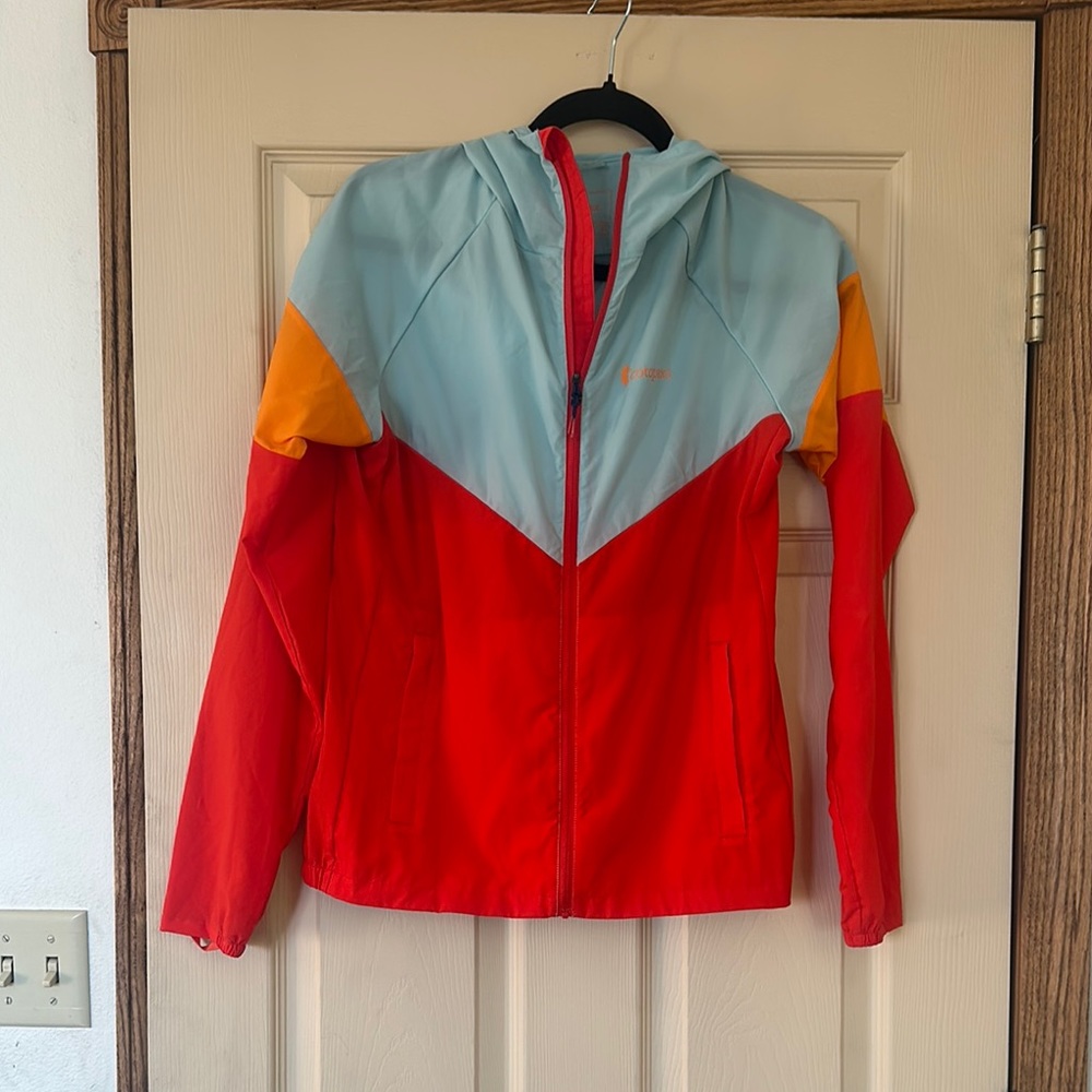 Cotopaxi Red and Blue Ski Jacket with Color-Block Design